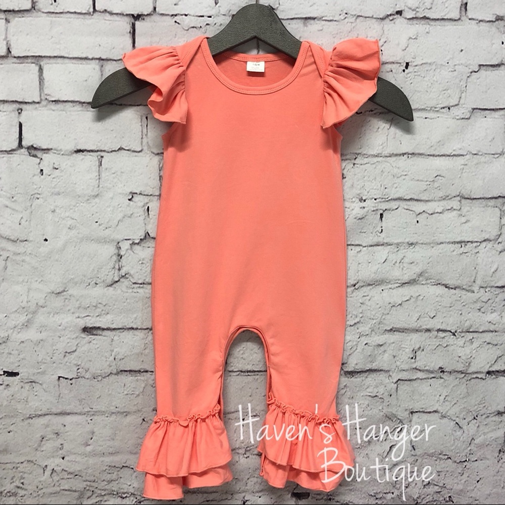 Baby Girl Peach/Coral Romper